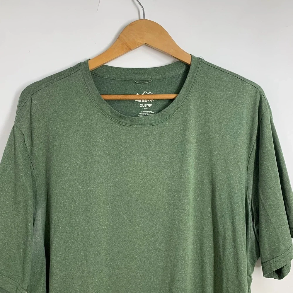 REI Coop Mens XLarge Green‎ Heathered Short Sleeve T Shirt Outdoor Wilderness